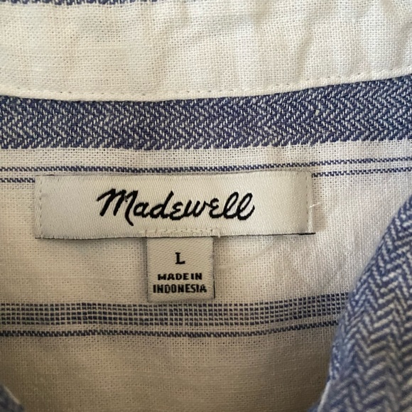 Madewell Linen/ Cotton Tops Striped Sleeveless Shirt women’s size L - Picture 11 of 13